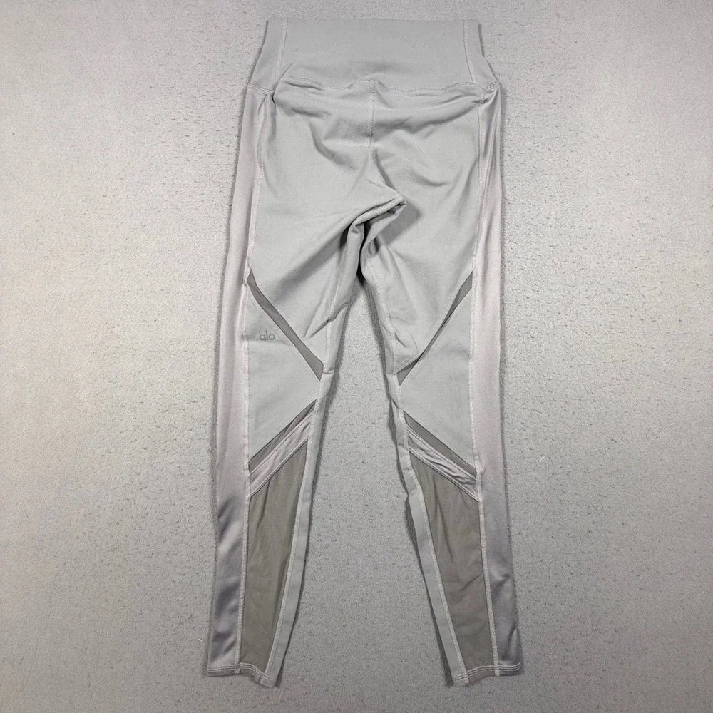 Alo Yoga Womens Gray High Waisted Mesh Panel Athletic Leggings Size M
